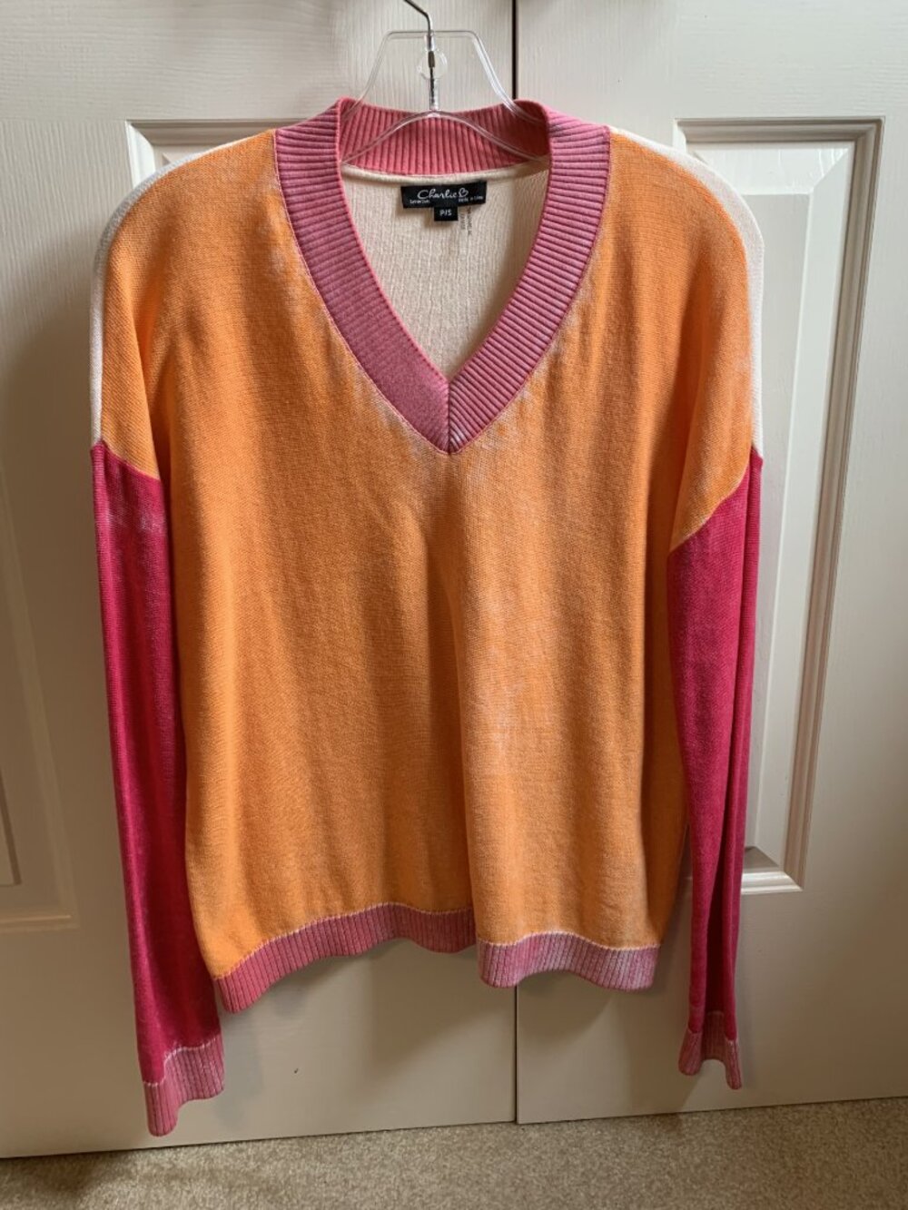 Charlie B Long Sleeve V-neck Sweater Small